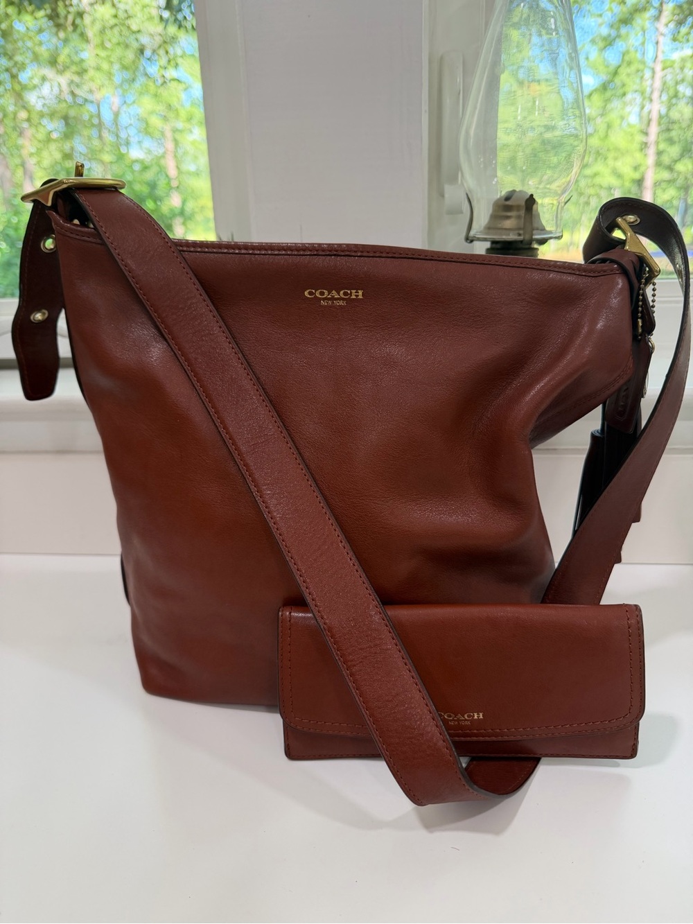 Coach Legacy Tassle 19889 Brown Leather Shoulder Bag with Wallet